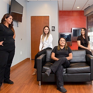 Del Rey Dental team meeting in waiting area