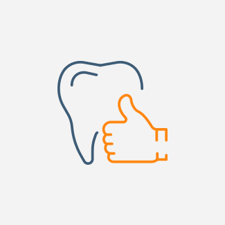 Animated tooth with thumbs up icon