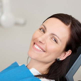 Woman smiling in dental chair