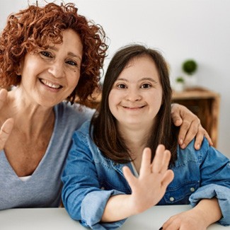 mother and daughter hugging