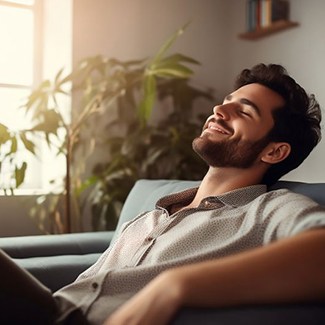 Man relaxing on sofa at home