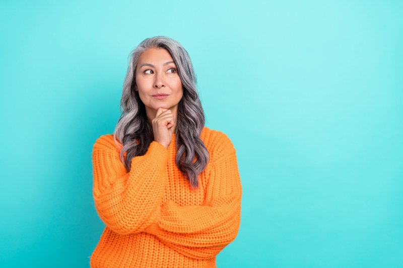 Woman with questioning expression.