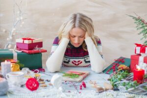 Woman stressed during the holidays